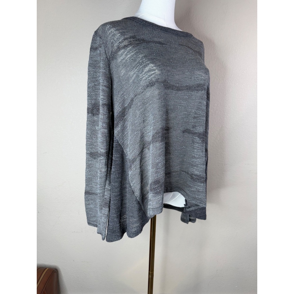 Jupee Gray Marl Knit High-Low Pleated Back Long Sleeve Top Size S/M Made in USA